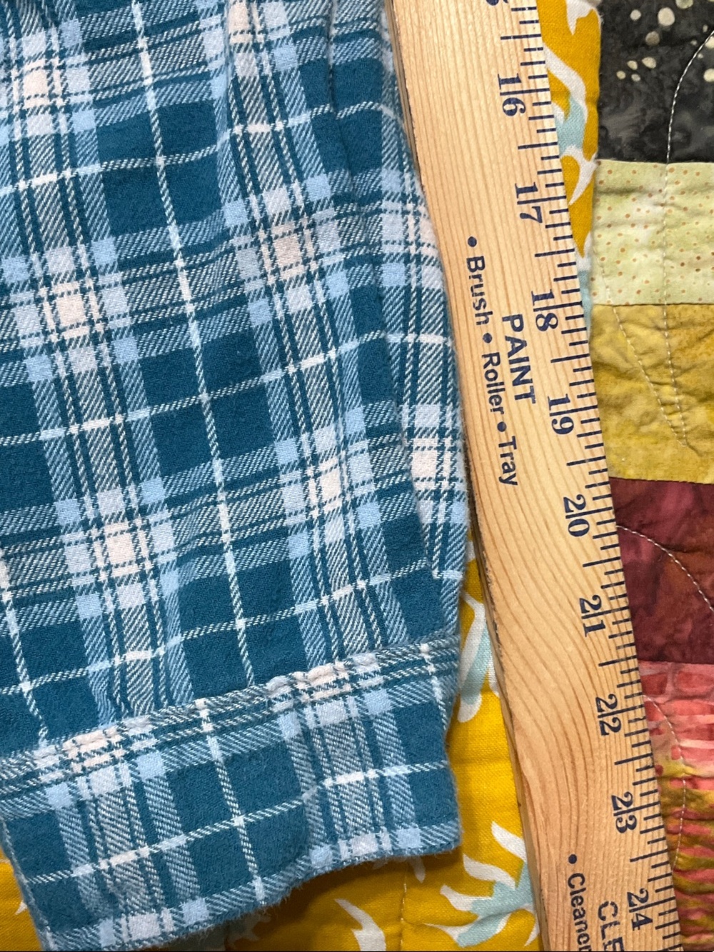 Woman Within Teal Plaid Flannel with Applied Quilt - Picture 6 of 8